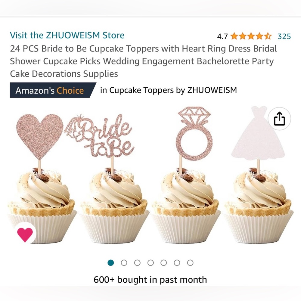 NWT 74 pc. bridal shower cupcake toppers